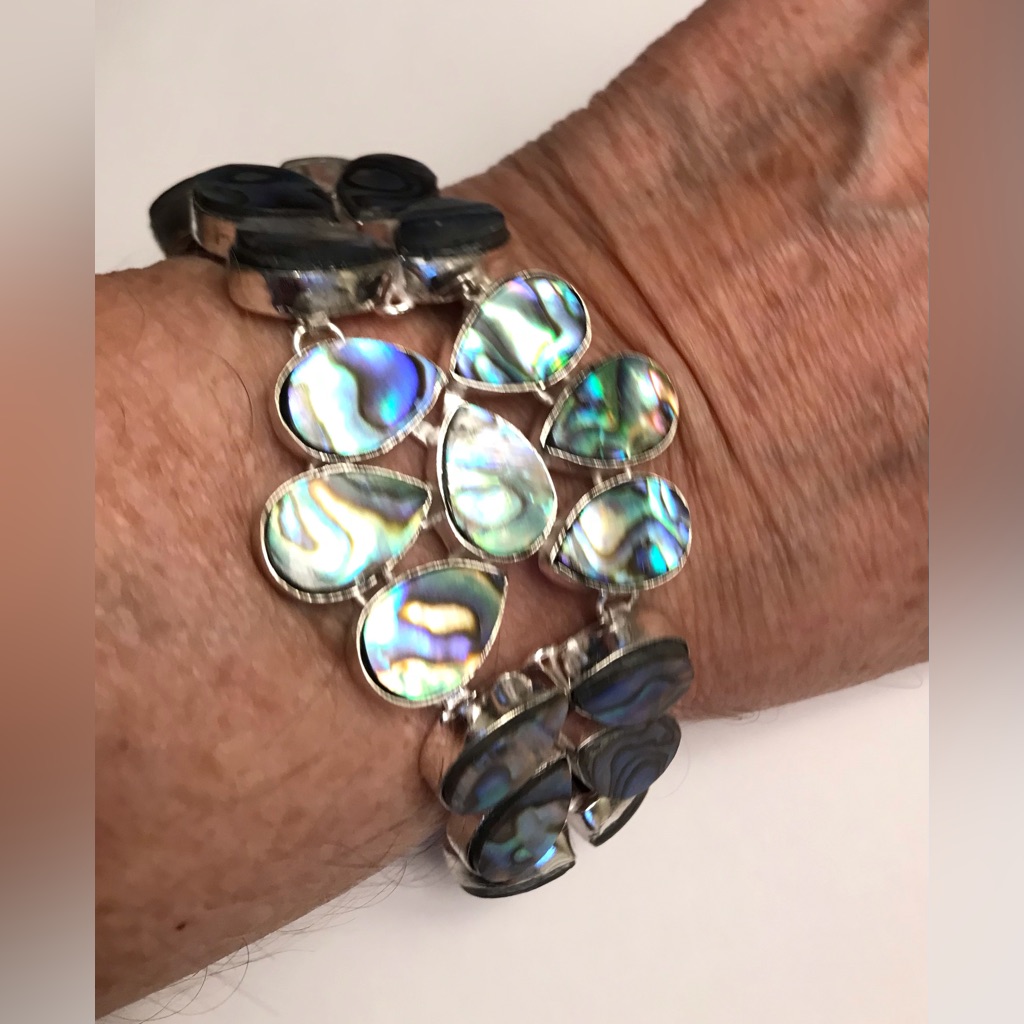 Abalone Stamped 925 Sterling Silver Bracelet 111$